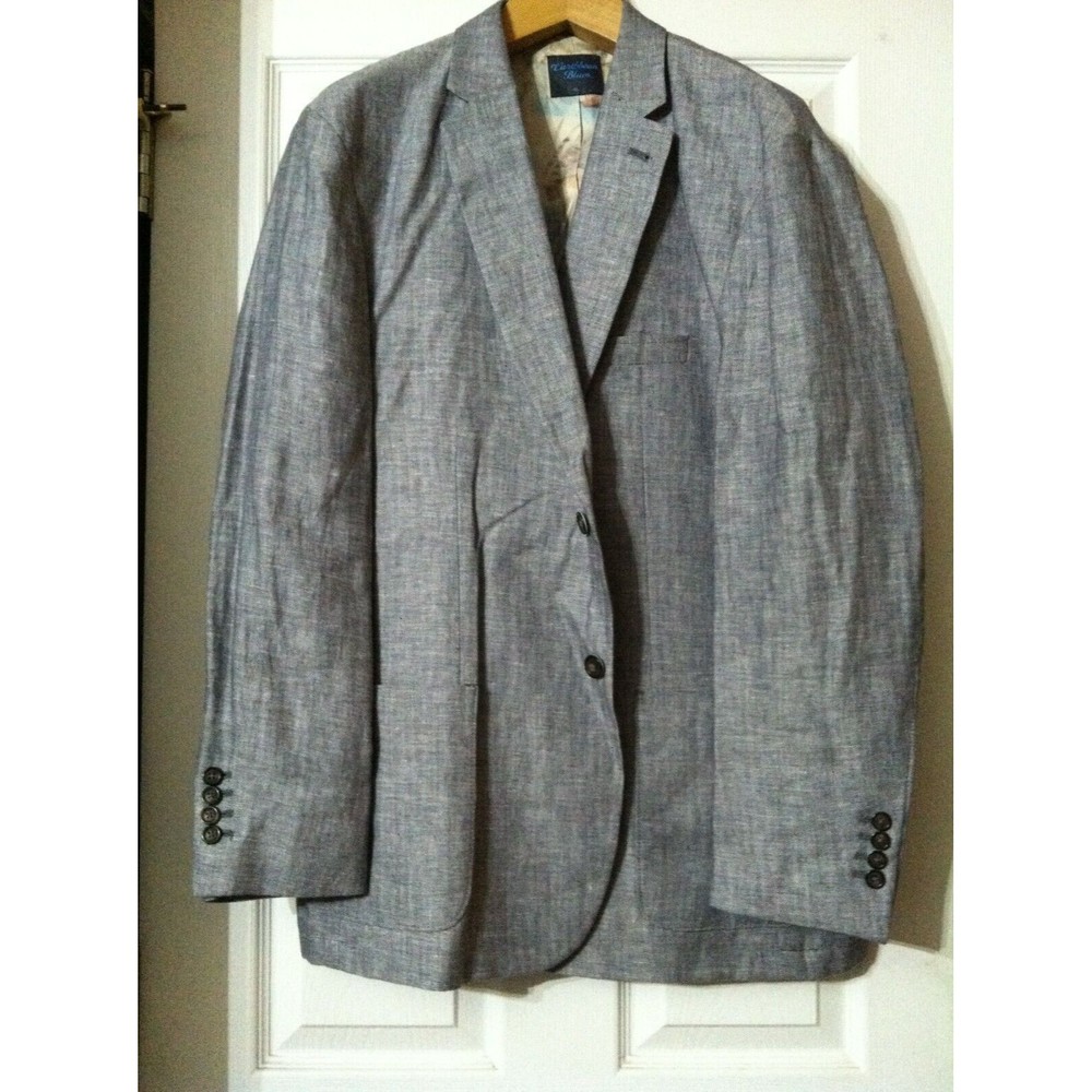 CARIBBEAN BLUES MENS NEW GRAY 100%LINEN SPORT COAT JACKET BLAZER SIZE: L